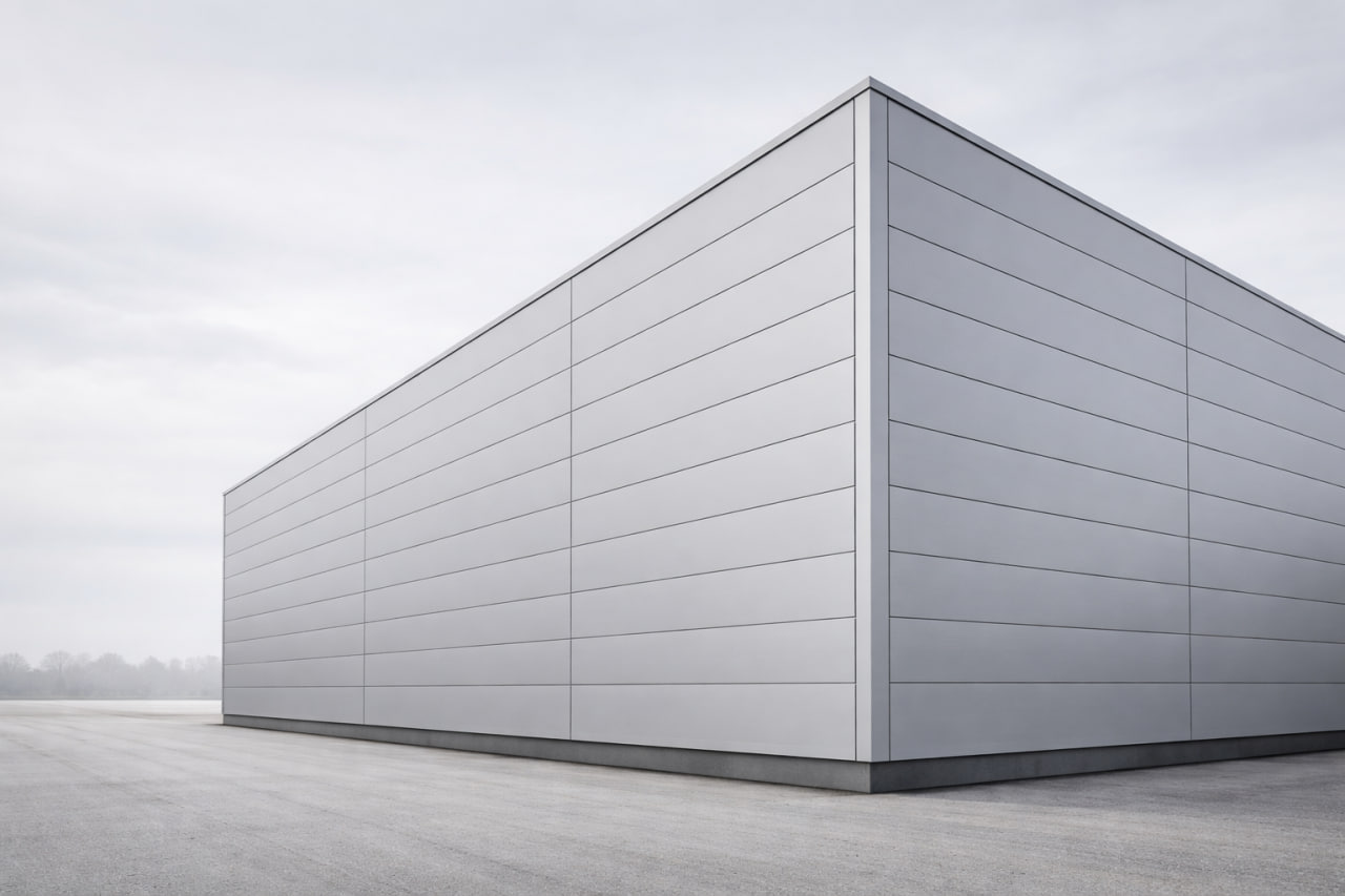 Горизонтальные угловые сэндвич-панели — пример